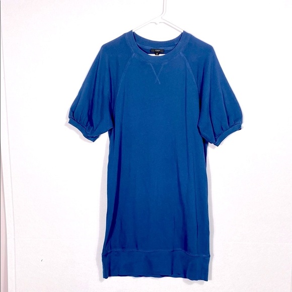 J Crew Puff Sleeve Sweatshirt Dress Blue Size Medium - Picture 7 of 13